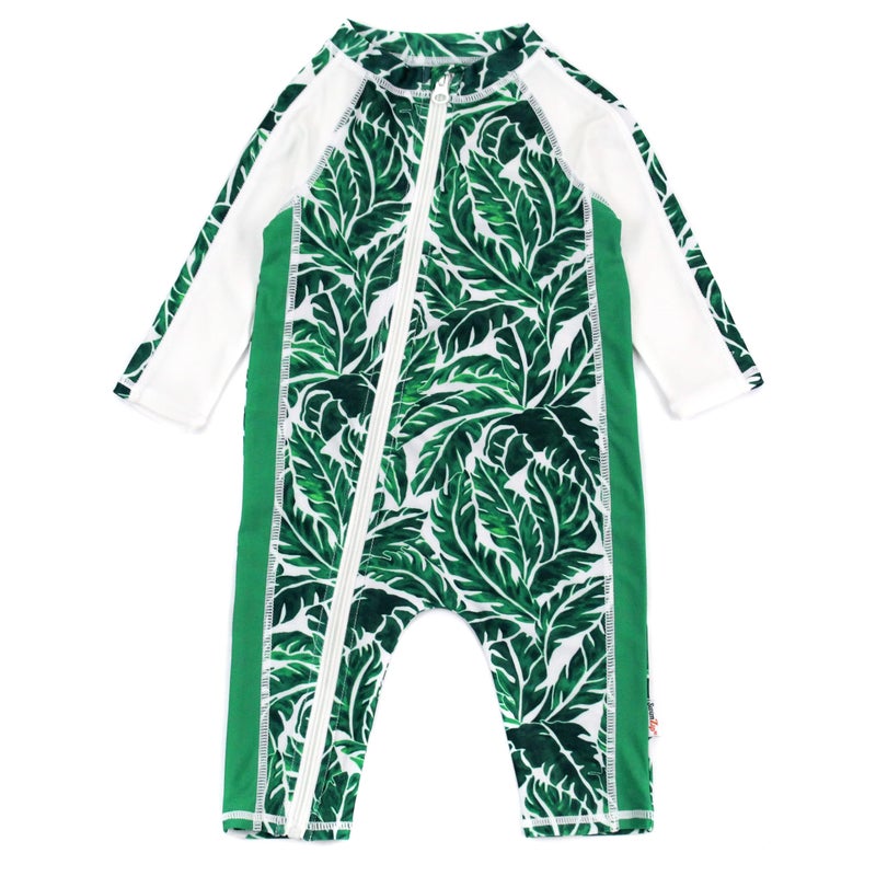 SwimZip Boys' Long-Sleeve UPF 50+ Swimsuit for Baby, Toddler, & Little Boys Green - Image 1